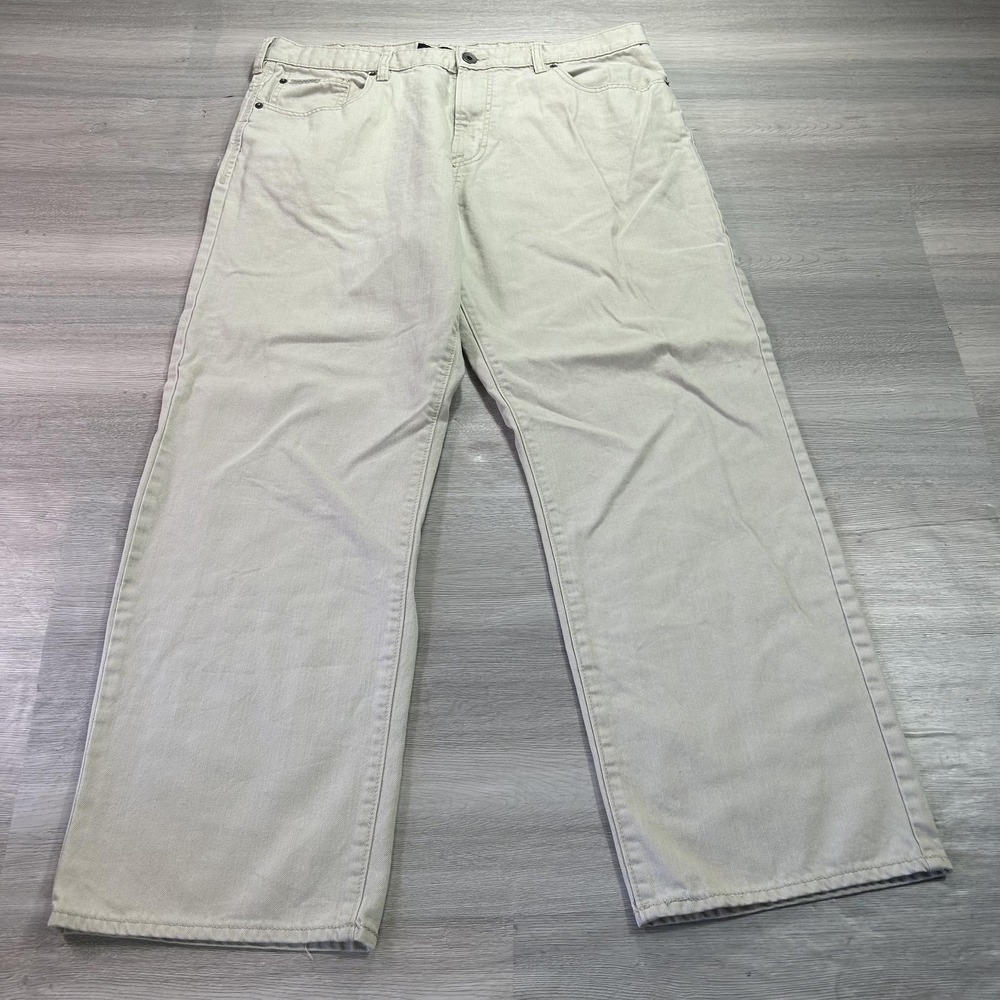 Calvin Klein Jeans Mens 38x30 Beige Relaxed Straight Leg Denim Pants Casual‎
